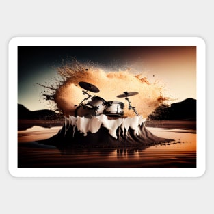 Drummer ArtWork With Water Splashing In The Desert Sticker